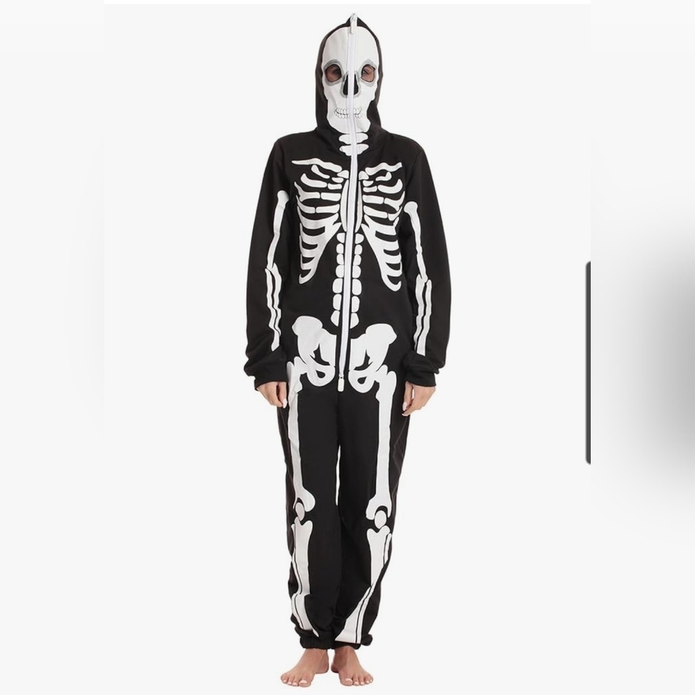 Skeleton Print Black and White Men's Onesie size 3X